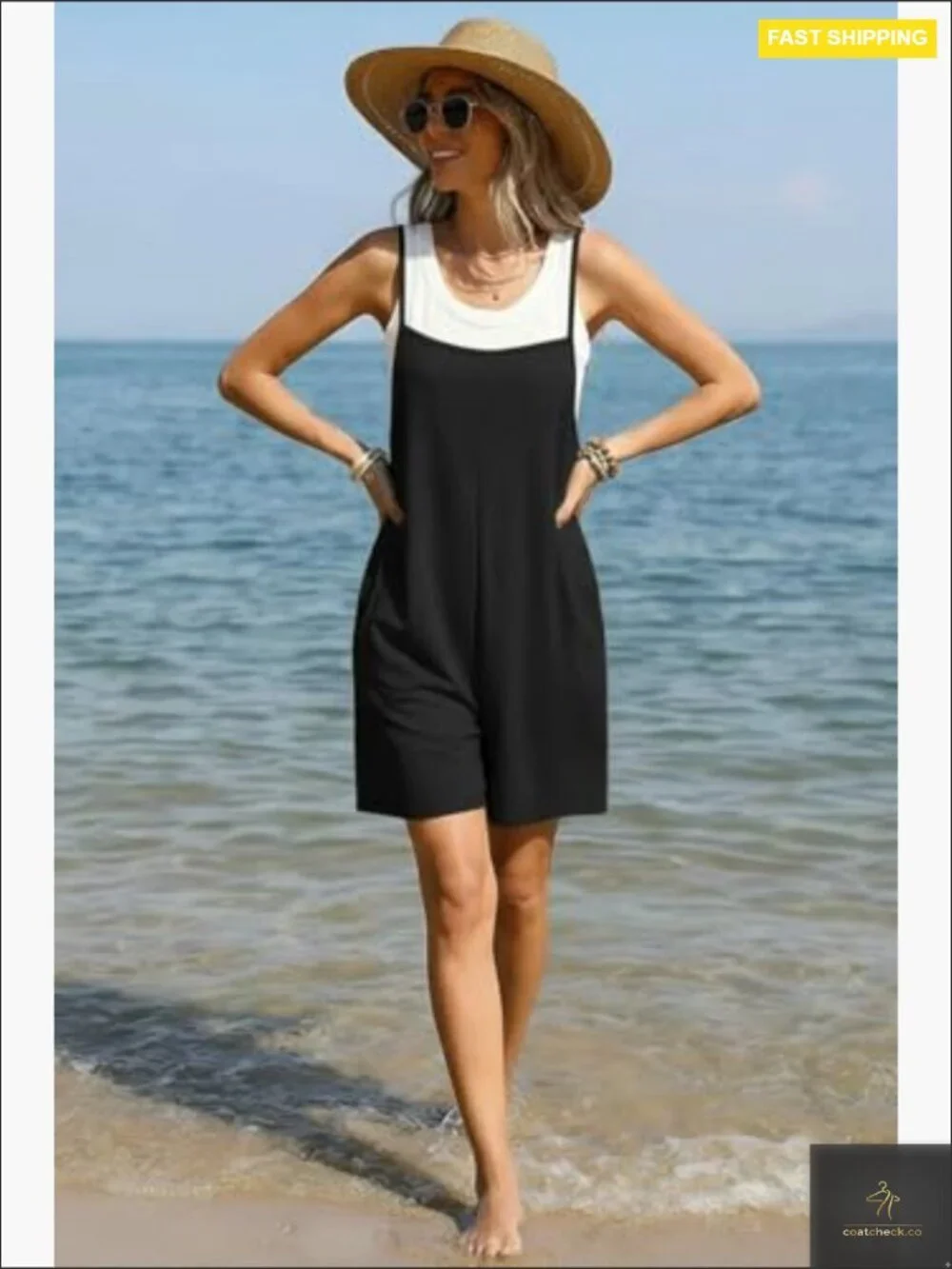 Floral Boho Romper Sleeveless Summer Jumpsuit With Pockets Casual Chic_3